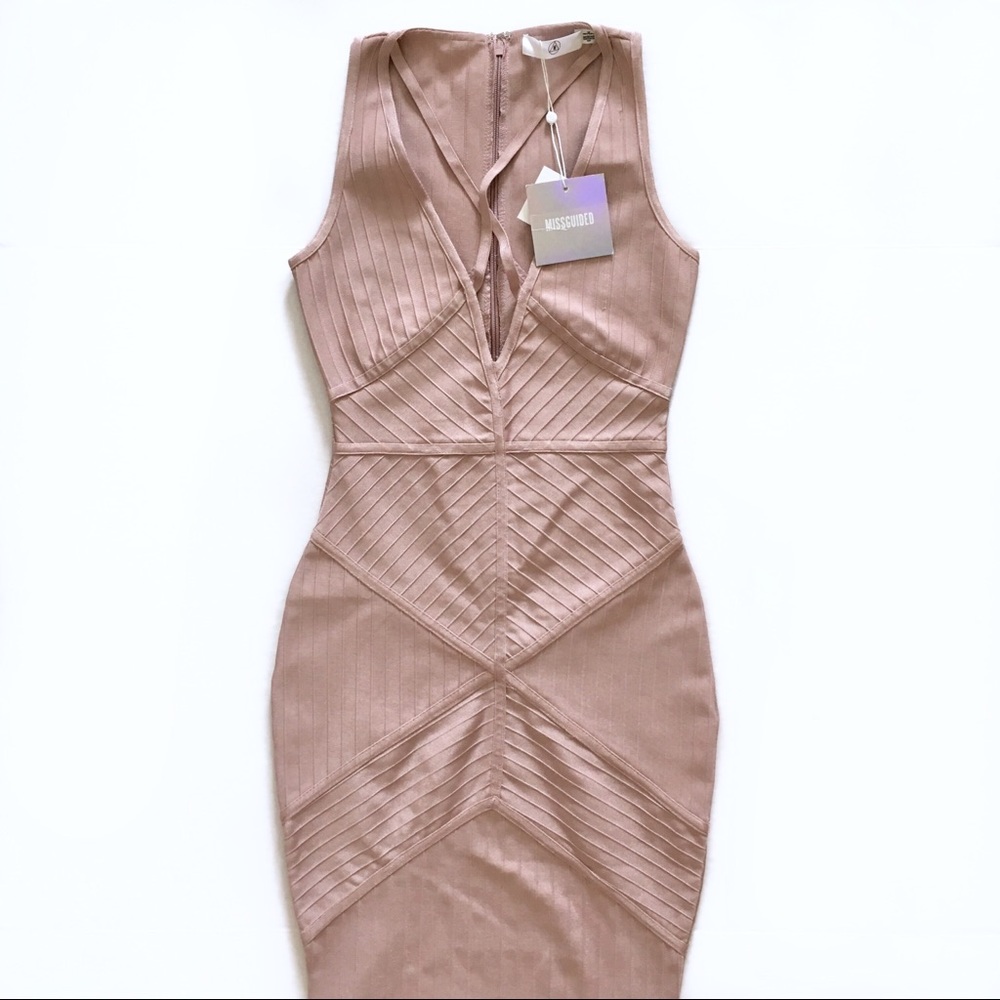 Missguided Mauve Bandage Dress